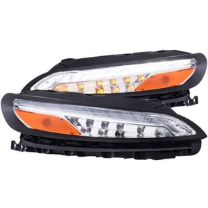 2pc Chrome LED Parking Lights w/Clear/Amber Lens for 2014-2018 Jeep Cherokee - Picture 1 of 3