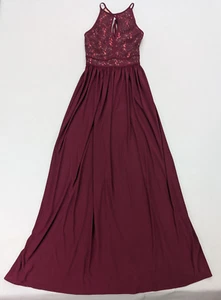 Morgan & Co Women's Prom Dress Evening Gown Size 1 Maroon Red Stretch NEW - Picture 1 of 12