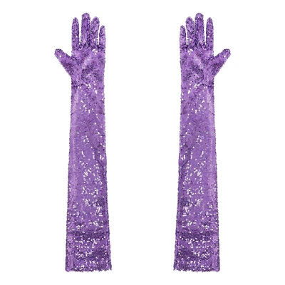 Guantes Largos Para Mujer Aleta Elásticos Hasta el Codo Lentejuelas Guantes De Colección Ópera Foto 1 de 3