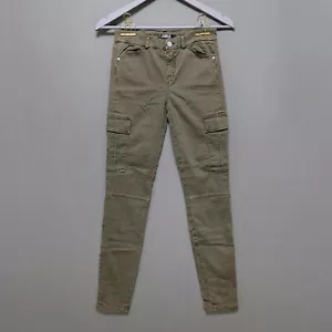 7 For All Mankind Skinny Cargo Trousers Jeans Soft Stretchy Khaki Olive 25 UK6/8 - Picture 1 of 22