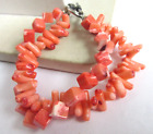 Two strand dyed coral beaded bracelet with toggle clasp