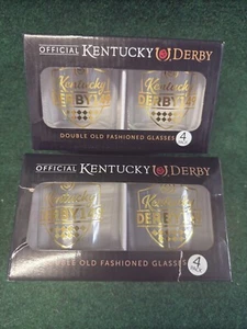 Set 4 bicchieri Kentucky Derby doppi old fashion bordati in platino - Foto 1 di 4