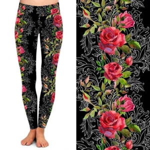 Fancy Roses Side Floral Leggings with Pockets - Picture 1 of 3
