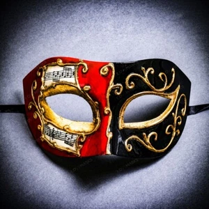 Classic Venetian Eye Mask Masquerade Halloween Party Costume Musical Red Black - Picture 1 of 4