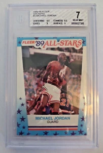 Michael Jordan 1989-90 Fleer Sticker Card #3 Beckett Graded 7 NM Slab - Picture 1 of 6