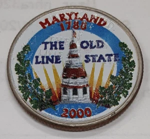 Cuarto de cuarto del estado de Maryland 2000-P con reverso coloreado UNC - Imagen 1 de 2