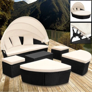 CASARIA® Doppelliege Sonneninsel Lounge XXL mit Faltdach Polyrattan Sitzgruppe - Bild 1 von 8