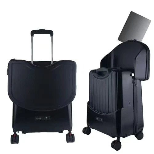 Maleta de paseo para niños 22 pulgadas equipaje para niños maletas grandes asiento para niños negro Foto 1 de 4