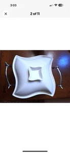 SIENNA by GODINGER White Ceramic Covered Chafing/Casserole Dish & Metal Stand - Picture 1 of 11