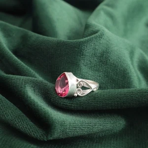 Pink Tourmaline Stone Band Trendy Ring Jewelry Size All Size 925 Sterling Silver - Picture 1 of 6
