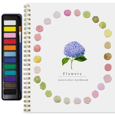 XZGTAND Beginner-Friendly Animals Watercolor Workbooks, 12 Colors Watercolor Paint Se...