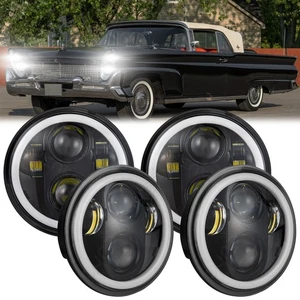 4PCS 5-3/4" 5.75" LED Headlights Hi/Lo w/DRL For Lincoln Continental 1958-1979 - Picture 1 of 20