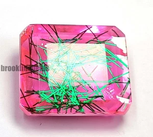 147.45 Carat Lab-Created Bi-Color Rutilated Quartz | Emerald Cut Certified 5ASA - Picture 1 of 7