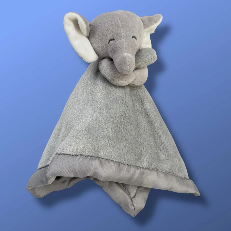CARTER'S Gray Elephant Lovey Plush 2016 Security Baby Blanket Satin Trim - Image 1 of 4