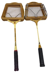 Vintage wooden badminton rackets with wooden press - Picture 1 of 17