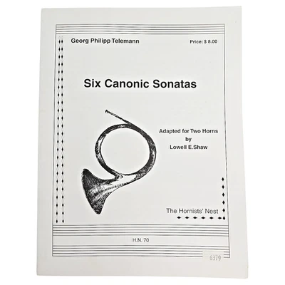 Telemann Six Canonic Sonatas Two French Horns Duet Sheet Music 1991 Vintage - Image 1 of 4