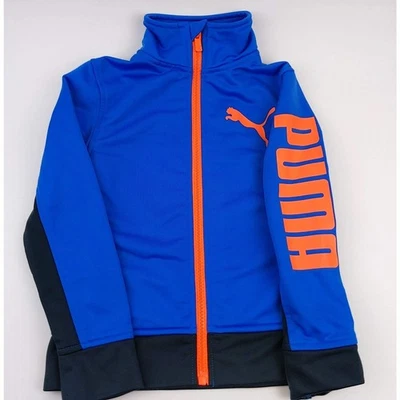 Chaqueta deportiva Puma para niños azul y naranja con cremallera manga larga, niños talla 4 Foto 1 de 4