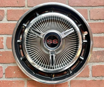 1965-1969 Impala Chevy Camaro Nova SS Wheel Covers Hubcaps Chrome Black  14” - Image 1 of 4