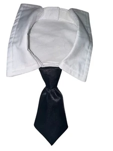 Doggy Tuxedo Tie SML Cotton BLK Satin Hand Made NWT Dog Gift Wedding Bday Adjust - Picture 1 of 10
