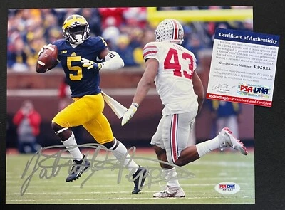 JABRILL PEPPERS SIGNED MICHIGAN WOLVERINES 8X10 PHOTO "THROWING" PSA ROOKIE COA - Image 1 of 2