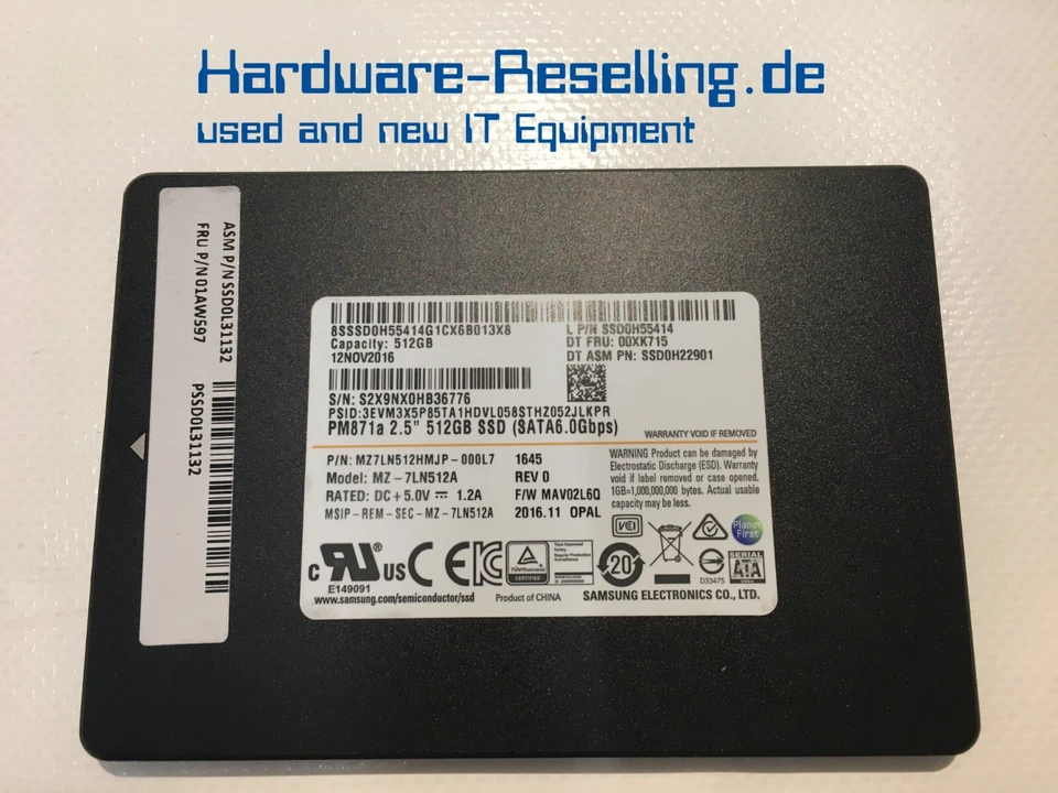 Samsung 512GB 6G 2,5 " PM871a Sed SATA MZ7LN512HMJP-000L7 00XK715 SSD0H55414 - Immagine 1 di 1