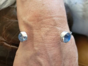 Artisan sterling silver blue moonstone cuff - Picture 1 of 9