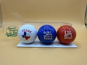 SPECIAL OCCASION GOLF BALLS - 3 PK - TEXAS - LONE STAR STATE - DON’T MESS TEXAS - Picture 1 of 1