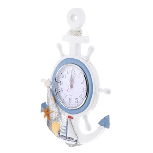 Nautical Theme Beach Ship Wheel 33cm Dia Wall Clock Hanging Decor Ornament e - Picture 1 of 12