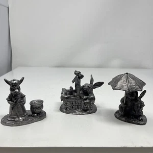 Lot Of 3 Michael Ricker Bunny Bunnies Umbrella 1986 Easter Basket NUMBERED - Picture 1 of 15