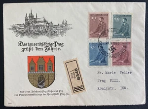 1942 Prague Bohemia Moravia First Day Cover FDC Leader Visit Cachet - Picture 1 of 2