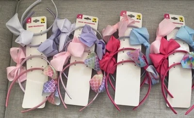 LOT OF 15 Little Girls Bow Headbands - White, Pink, Blue, Multicolored Mermaid - Image 1 of 3