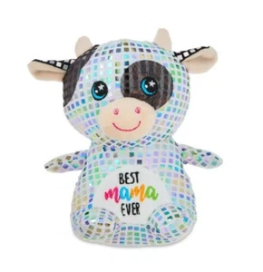 Best Mom Ever - Multi-colored  Disco Cow Plush, 7 in - Picture 1 of 2