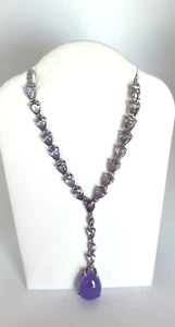 LAVENDAR JADE AND AMETHYST STERLING SILVER LARIAT NECKLACE - Picture 1 of 4