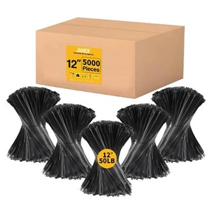 Zip Ties 12 Inch 5000 Pack Black Zip Ties Small Cable Ties 50lbs Tensile Stre... - Picture 1 of 7