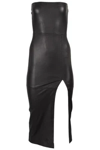 SPRWMN BLACK LEATHER MIDI DRESS XSMALL - Picture 1 of 4