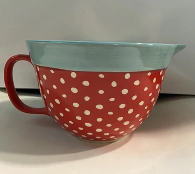 Pioneer Woman 2,83 cuartos de galón mercado de pulgas bateador turquesa rojo blanco lunares Foto 1 de 4