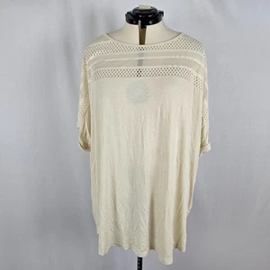 Bloomchic Blouse Women's 4X Scalloped Round Neck Half Sleeve Ivory Cream NWT - Picture 1 of 8