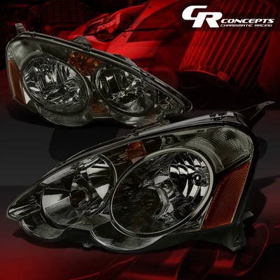 PAIR SMOKED HOUSING AMBER SIDE HEADLIGHT LAMP LH+RH FOR 2002-2004 ACURA RSX DC5 - Image 1 of 4