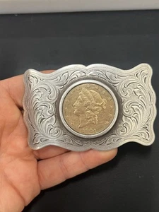 BOHLIN MADE - Hollywood, CA. - 1904 $20 GOLD - STERLING SILVER BUCKLE - Picture 1 of 10