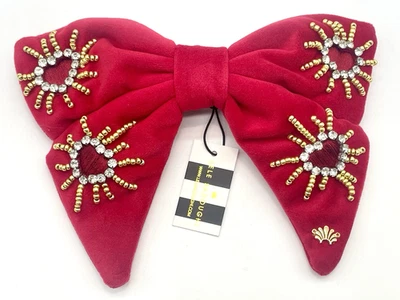 Lápiz labial Lele Sadoughi Libby rojo terciopelo cristal ráfaga adornado pasador nuevo con etiquetas Foto 1 de 4