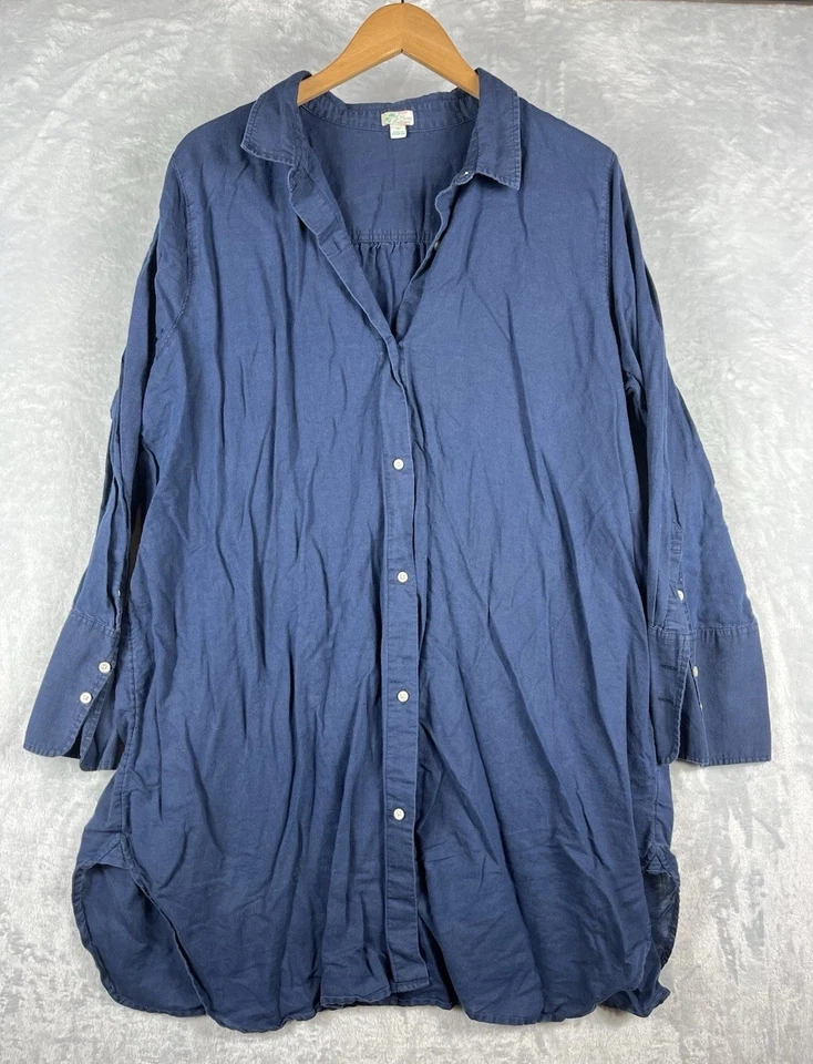 Blusa túnica J Crew Beachwear mezcla de lino abotonada natación cubierta para mujer 3X Foto 1 de 4