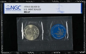 1974 S Eisenhower Silver Dollar Mint Sealed graded by NGC MS 67 - Picture 1 of 2