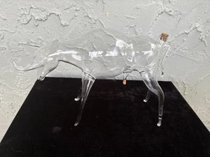 Germany Vintage Clear Handblown Artglass Bull Whisky Decanter (L: 9”) - Imagen 1 de 6