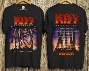 Camiseta Kiss-Band 2 Side Rock Destroyer-Álbum 45 Aniversario Fan Tee Regalo - Imagen 1 de 1