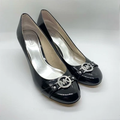 Michael Kors Michael Monograma Negro Charol Gatito Tacones Talla 10 Foto 1 de 4