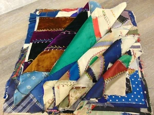 18 antike verrückte Quilt Quadrate 1900-1910 dekorativ handgenäht skurril - Bild 1 von 11