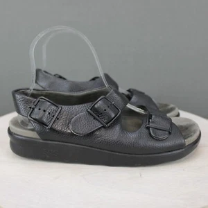 Sandalias informales SAS Bravo de cuero negras para mujer 9 hebillas cómodas sin cordones - Imagen 1 de 10
