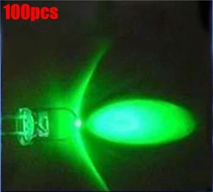 100Pcs 3Mm Green Round Led 5000Mcd Super Bright Led Lamp fb - Picture 1 of 2