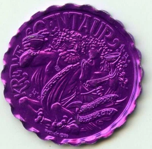 Mardi Gras Doubloon Krewe of Centaur 1998 aluminio púrpura - Imagen 1 de 2
