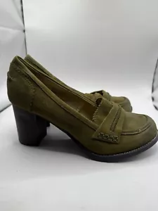 Hush Puppies Leather Loafer Pumps Womens US 6 Olive Green Carrington - Picture 1 of 14